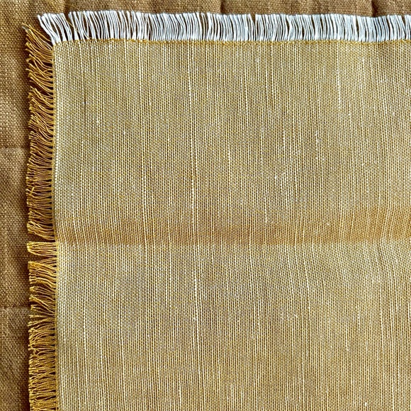 Hearth & Hand Golden Yellow Fringed Linen Blend Napkins - Set of 8 - Picture 2 of 5